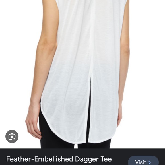 Haute Hippie EUC 🪶 Feather-Embellished Dagger Tee, Swan - Picture 3 of 8
